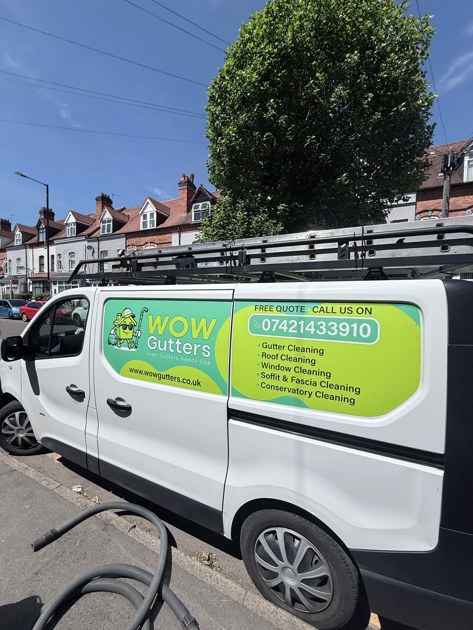 WOW Gutters Ltd branded service van — professional gutter cleaning across Birmingham and the West Midlands